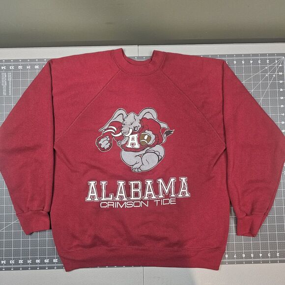 Vintage Alabama Sweatshirt Large 80s Artex Raglan Football Roll Crimson Tide - Picture 1 of 10